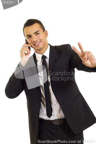 Image of young businessman on the phone