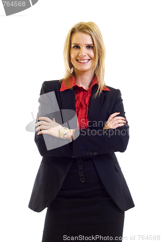 Image of Beautiful businesswoman smiling