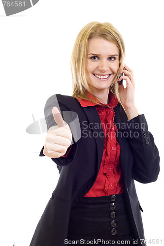 Image of woman on the phone making her ok sign