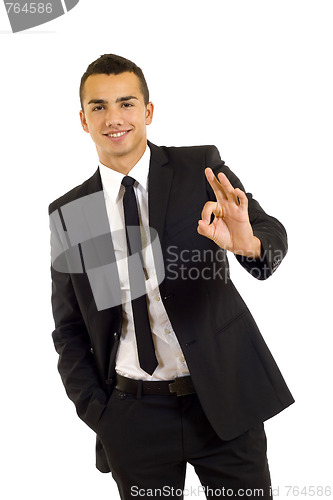 Image of Businessman giving OK gesture