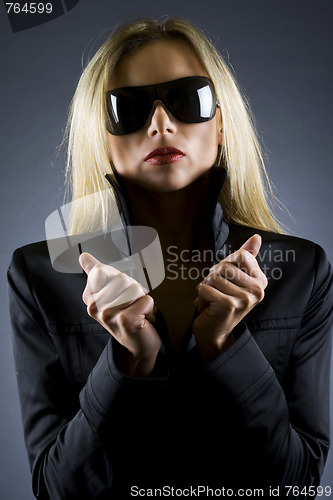 Image of  beautiful blond girl with sunglasses