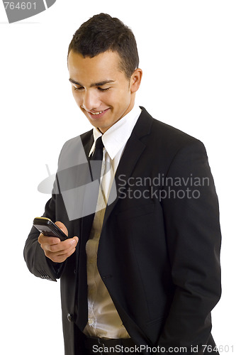 Image of Business man texting 