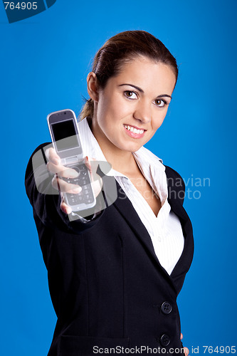 Image of Businesswoman calling at phone