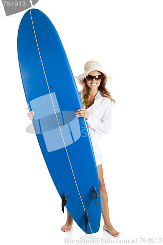 Image of Woman with a surfboard