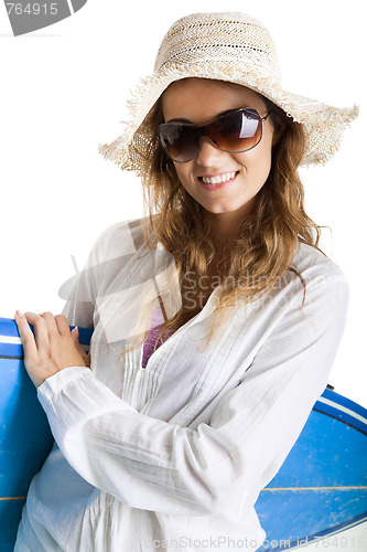 Image of Woman with a surfboard
