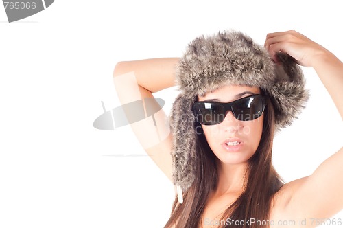 Image of Woman in fur hat
