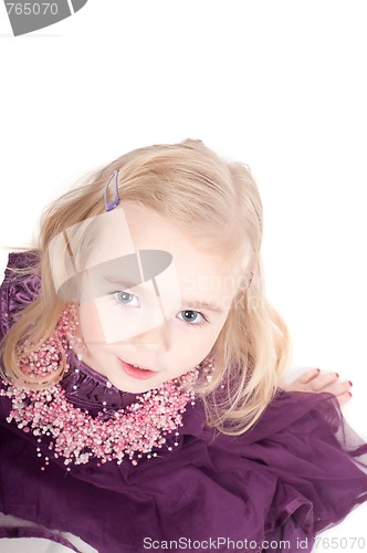 Image of Studio shot of baby girl in gala dress