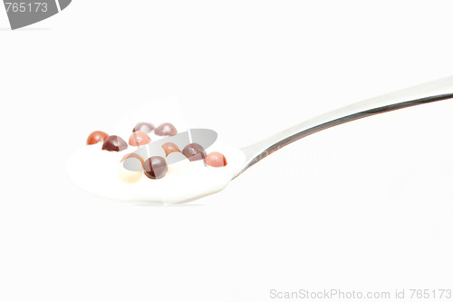 Image of A spoon of yogurt