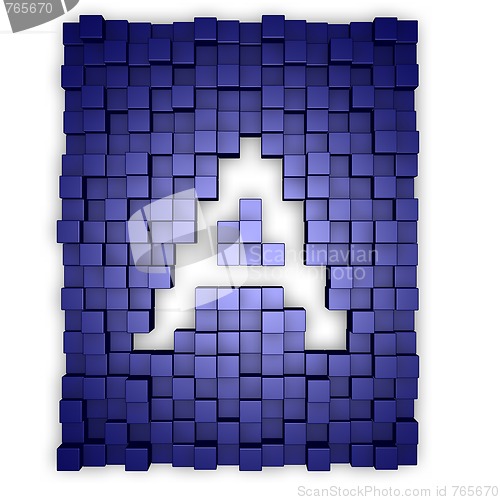 Image of blue cubes and letter a