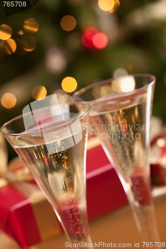 Image of Sparkling Champagne Flutes and Gifts