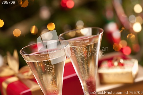 Image of Sparkling Champagne Flutes and Gifts