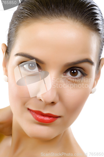 Image of closeup portrait of attractive young woman 
