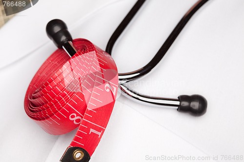 Image of Doctor with Stethoscope and Measuring Tape