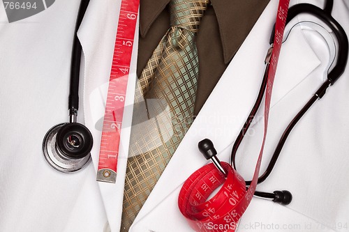Image of Doctor with Stethoscope and Measuring Tape