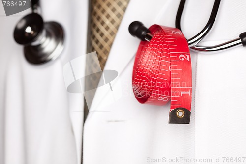 Image of Doctor with Stethoscope and Measuring Tape