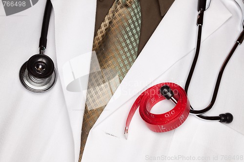 Image of Doctor with Stethoscope and Measuring Tape