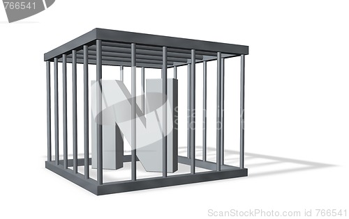 Image of big N in a cage