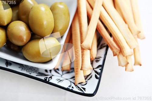Image of grissini and olives
