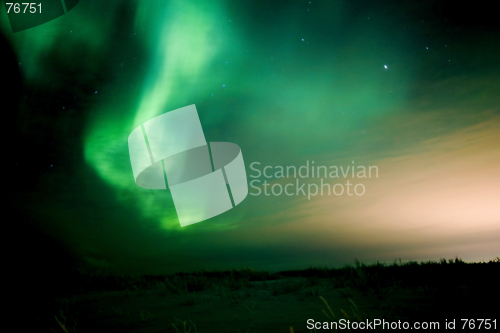 Image of Aurora and town lights