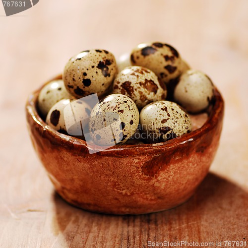 Image of quail eggs in a basket