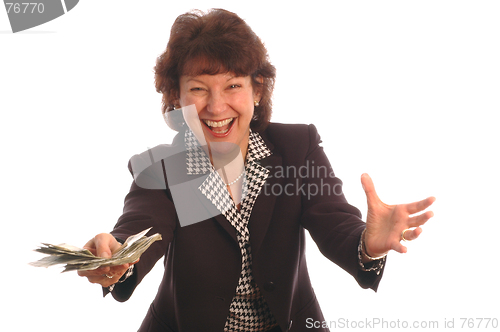 Image of elated woman with cash 412