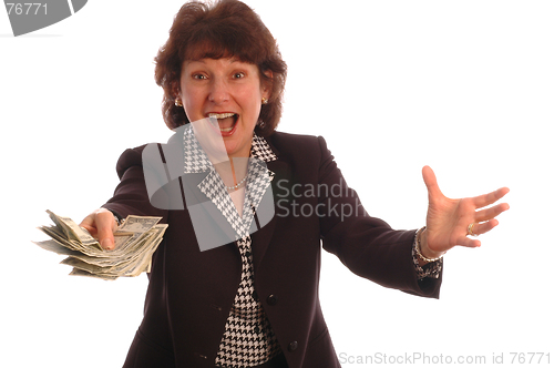 Image of excited woman with cash 414