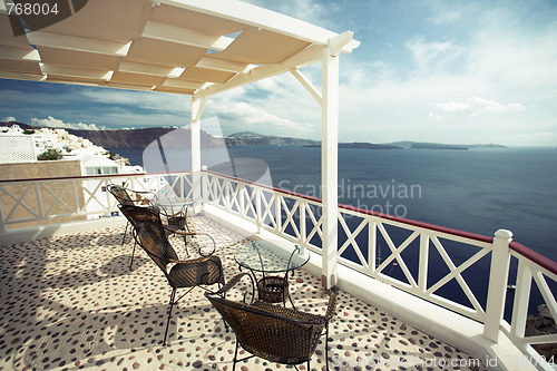 Image of cafe with a view, Santorini, Greece