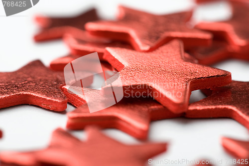 Image of Red shiny star shape Christmas decoration