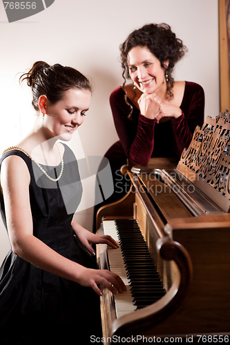 Image of Mother and daughter playing piano