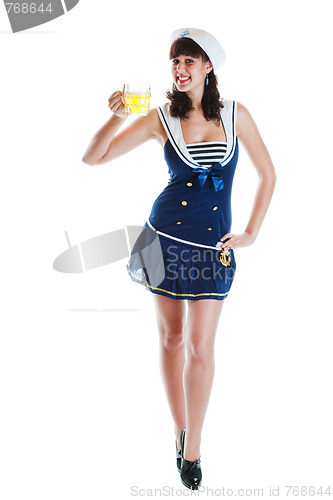 Image of Pinup Sailor Girl With Beer