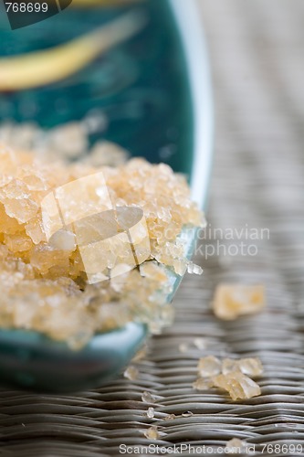 Image of Bath salt on a green dish