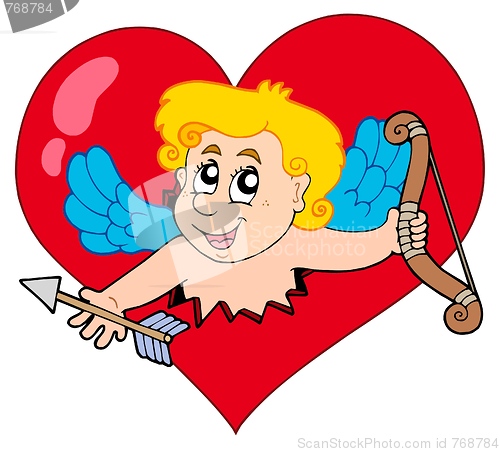 Image of Cupid lurking from heart