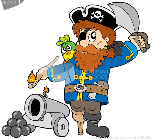 Image of Cartoon pirate with cannon