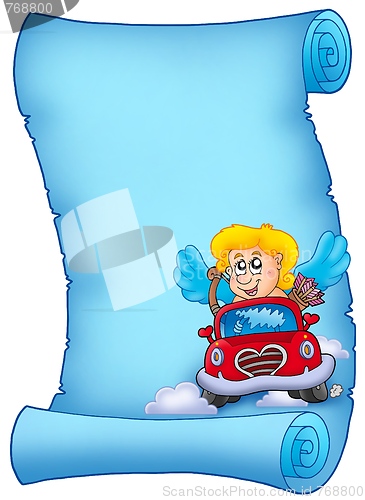 Image of Blue parchment with Cupid 1