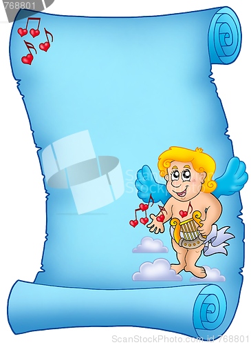 Image of Blue parchment with Cupid 2