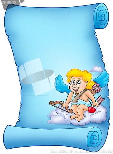 Image of Blue parchment with Cupid 3