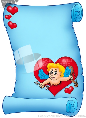 Image of Blue parchment with Cupid 5
