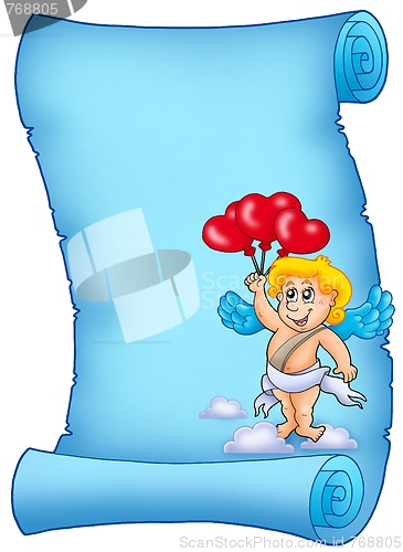 Image of Blue parchment with Cupid 6