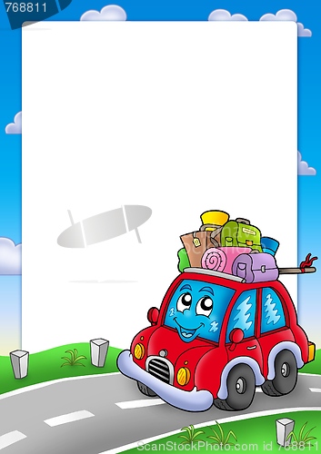 Image of Frame with cute car and baggage