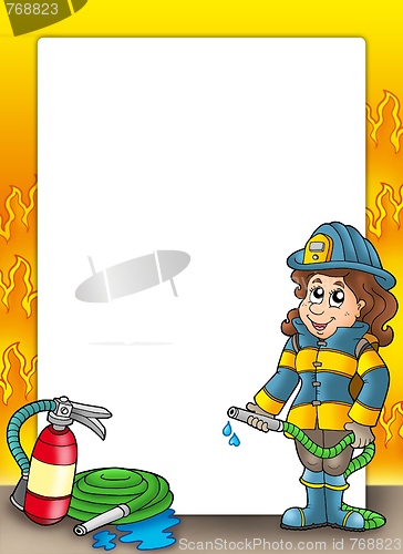 Image of Frame with firefighter girl