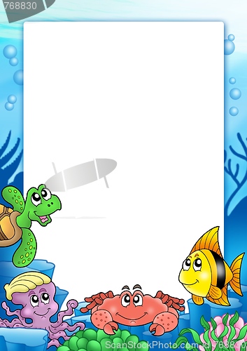 Image of Frame with various sea animals