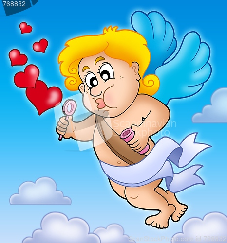 Image of Valentine Cupid with bubble maker