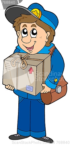 Image of Mailman delivering box