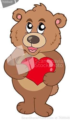 Image of Cute bear holding heart