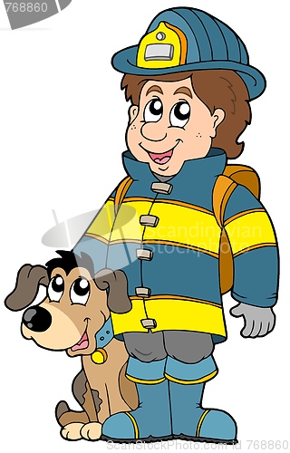 Image of Firefighter with dog