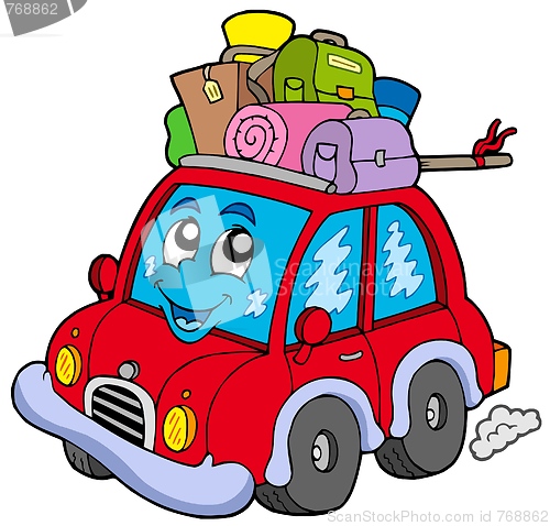 Image of Cute car with baggage