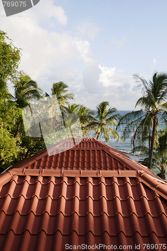 Image of detail roof construction corn island nicaragua