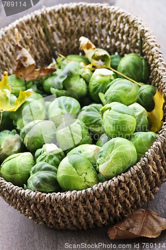 Image of Basket of brussels sprouts