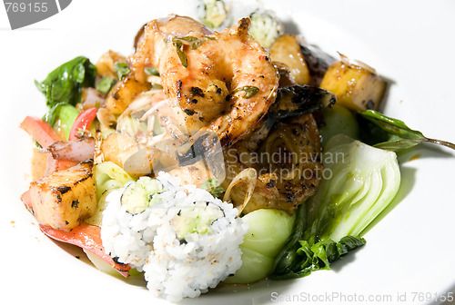 Image of grilled lemon grass shrimp thai food
