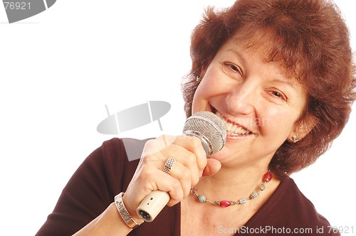 Image of lady with microphone 608